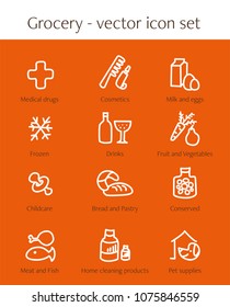 Set of hand drawn vector grocery icons