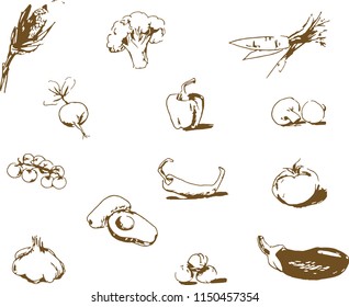 Set of hand drawn vector icons - vegetables