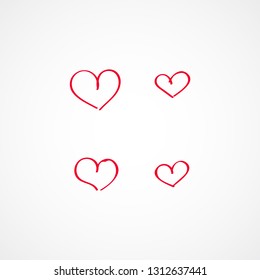 Set of hand drawn vector icons of hearts