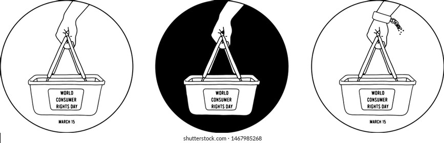 A set of hand drawn Vector Illustration World Consumer Rights Day. Suitable for Greeting Card, Poster and Banner.