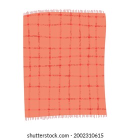 Set of hand drawn vector illustration of red or pink checkered picnic blankets. Cartoon doodle style isolated on white background