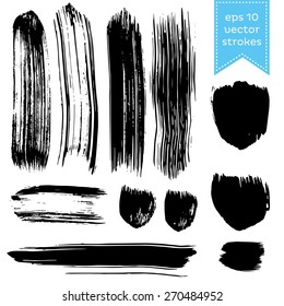 Set of hand drawn vector  ink blobs strokes
