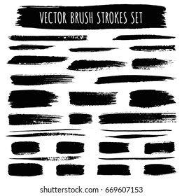 Set of Hand Drawn Vector Ink Brushstrokes