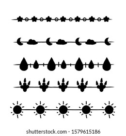 Set of hand drawn  vector line border. Ornament border. 