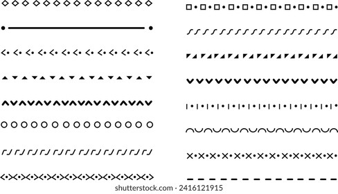 Set of hand drawn vector line border frame. Lines, borders, underline pencil strokes, drawing dividers. Doodle design. Geometric vintage fashion collection. . Collection of design black elements.