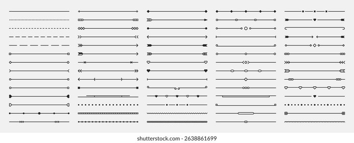 Set of hand drawn vector line border. Lines, borders, underline pencil strokes, drawing dividers. Doodle design. Geometric vintage fashion collection.