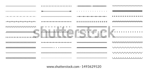 Set of hand drawn vector line border. Lines,\
borders, underline pencil strokes, drawing dividers. Doodle design.\
Geometric vintage fashion\
collection.
