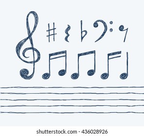 Set Of Hand Drawn Vector Music Notes