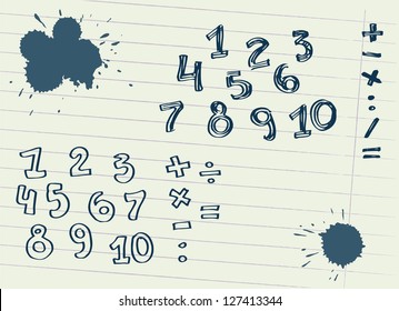 Set of Hand drawn Vector Numbers