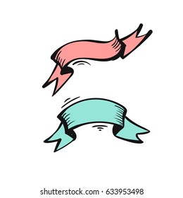 Set of hand drawn vector ribbons for your text EPS10