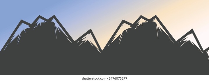 Set of hand drawn vector silhouettes of mountains. Rocky range landscape shape. Hiking mountains peaks, hills and cliffs. Isolated contour vector set. Vintage. Monochrome