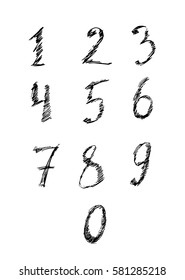 Set of hand drawn vector sketch stylized numbers. Isolated on white background.