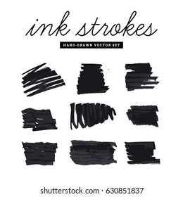 Set of Hand Drawn Vector Sketch Pen Ink Strokes