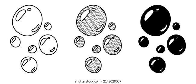 Set of hand drawn vector Soap Bubble in a doodle cartoon style