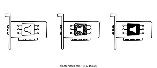 Set of hand drawn vector Sound Card in doodle cartoon style