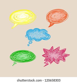 Set of hand drawn vector speech bubbles