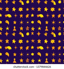 Set of hand drawn vector stars in doodle style on blue background.