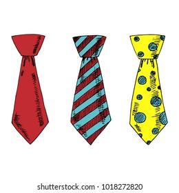 Set of hand drawn vector ties.