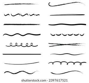 set of hand drawn vector underlines