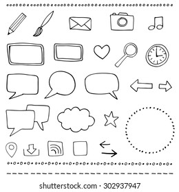 Set of hand drawn vector web icons