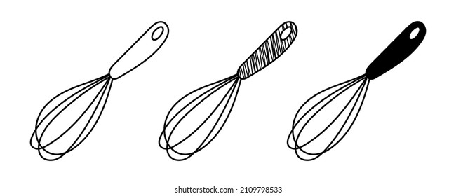 Set of hand drawn vector whiskers in doodle cartoon style. Pancake day Shrove Tuesday