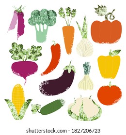 Set of hand drawn vegetables. Collection of ingredients. Vector illustration.