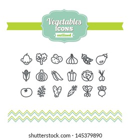 Set of hand drawn vegetables icons