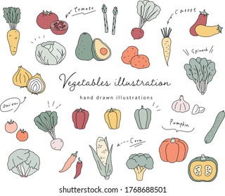 Set of hand drawn vegetables illustrations
