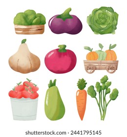 Set of hand drawn vegetables on a white background. Vector illustration.