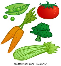 Set of hand drawn vegetables on white