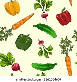 Set of hand drawn vegetables Seamless pattern