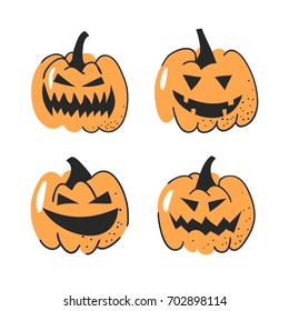Set of hand drawn vegetables. Vector artistic drawing food. Halloween illustration pumpkin