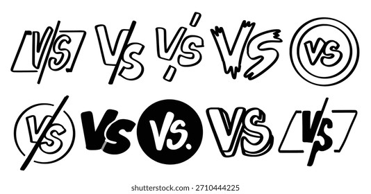 Conjunto de dibujado a mano versus tema Vector aislado