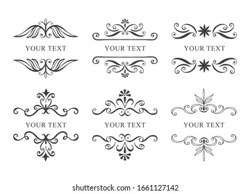 Set of hand drawn vintage banners. Vector calligraphic illustration.