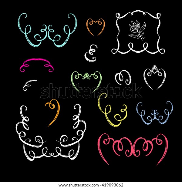 Set of hand\
drawn  vintage decorations elements.Unique romantic design element\
for wedding cards, in\
invitations.