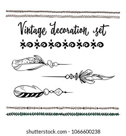 A set of hand drawn vintage elements for your design. Vector illustration