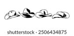 Set Hand drawn vintage engraving of cowboy hat. Isolated on white background. Vector illustration.