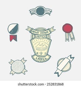 set of hand drawn vintage labels