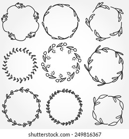 Set of hand drawn vintage vector frames