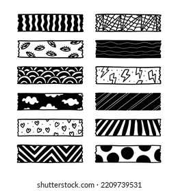 set of hand drawn washi tape 
