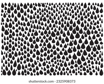 Set of hand drawn water drops of different shapes. Flat style outline. Rain drops pattern. Vector illustrative image on a white background.