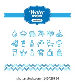 Set of hand drawn water icons