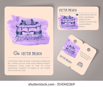 Set of hand drawn watercolor cards. Vector illustration