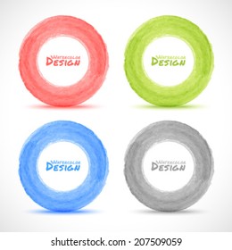 Set of Hand drawn watercolor circles, vector design elements