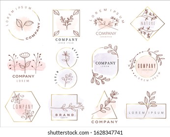 Set of hand drawn watercolor labels and badges for printing,product,vector illustration