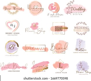 Set of hand drawn watercolor labels and badges for printing,product,vector illustration