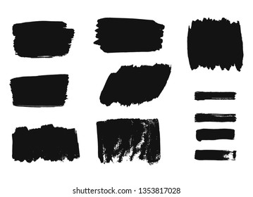 Set Of Hand Drawn Watercolour Brush Shapes With Rough Edges. Vector Isolated Illustration. 