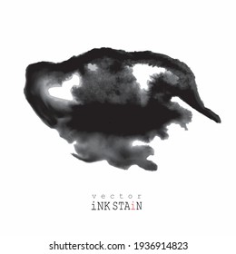 set of hand drawn water-ink stains. hand drawn black blots design elements. ink splattered background elements.