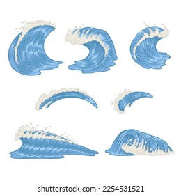 SET OF HAND DRAWN WAVES ILLUSTRATION