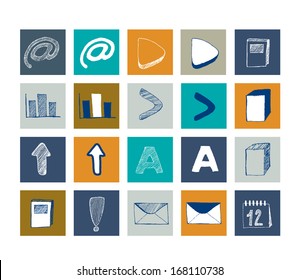 Set of hand drawn web icon. 